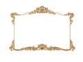 Golden vintage frame. Isolate mirror. Design retro element. physical realistic reflection . Royalty Free Stock Photo