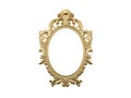 Golden vintage frame, mirror. Design retro element. physical realistic reflection . 3d rendering.