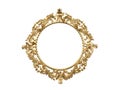 Golden vintage frame, mirror. Design retro element. physical realistic reflection . 3d rendering.