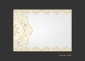 Golden vintage greeting card on a white background. Luxury ornament template. Great for invitation, flyer, menu, brochure, postcar Royalty Free Stock Photo