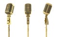 Golden vintage microphone isolated on white Royalty Free Stock Photo