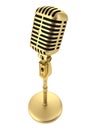Golden vintage microphone isolated on white Royalty Free Stock Photo