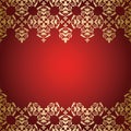 Golden vector vintage ornament on red background Royalty Free Stock Photo