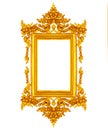 Golden Vintage picture frame isolated on white Royalty Free Stock Photo