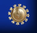 Golden vintage seal of a rose logo vector image