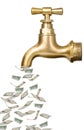 Golden vintage tap with money