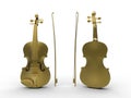 Golden violin front and back Royalty Free Stock Photo
