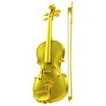 Golden Violin white background 3d illustration 3d render