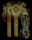 Golden Virgo or Virgin zodiac sign on black background