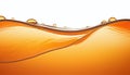 A golden, viscous wave with bubbles crests against a bright, white backdrop