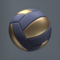 Golden Volleyball. Sports Ball 3D Rendering. Mono Colored Gray Background.