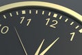 Golden wall clock on dark background Royalty Free Stock Photo