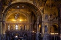 Golden wall mosaic inside San Marco or St Mark`s Basilica, it is great old landmark of Venice Royalty Free Stock Photo