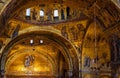 Golden wall mosaic inside St Mark`s Basilica or San Marco in Venice, Italy Royalty Free Stock Photo