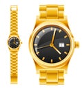 Golden watch with bracelet