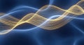 Golden Waveforms on Deep Blue: Abstract Data Visualization with Luminous Lines Royalty Free Stock Photo
