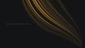 Golden waves abstract background, fluid shapes, moderm minimalistic composition, lines in dark space Royalty Free Stock Photo