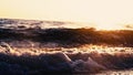 Wave of the sea or ocean at sunset. Paradise vacation by the sea