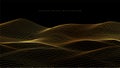 Golden wavy lines on black background evoking undulating landscape