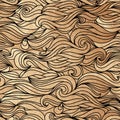 Golden wavy seamless pattern.