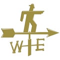 Golden weather vane with a man showing north and south, west and east. Illustration