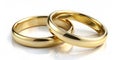 Golden Wedding Bands 3D Render, Two Rings, Unity Concept Royalty Free Stock Photo