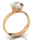 Golden wedding ring with big diamond