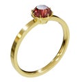 Golden wedding ring with ruby isolated on a white background. Royalty Free Stock Photo