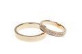 Golden wedding rings, isolated on white