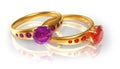 Golden wedding rings with jewels Royalty Free Stock Photo