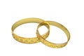 Golden wedding rings with magic tracery