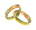 Golden wedding rings. Watercolor illustration isolated