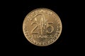 Golden 25 West African Franc coin Royalty Free Stock Photo