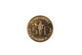 Golden 5 West African Franc coin on a white background Royalty Free Stock Photo