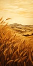 The Golden Wheat Field: A Mountain Distance Background