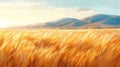 golden wheat field, with ripe wheat swaying in wind and the sun casting a warm glow over the scene Royalty Free Stock Photo