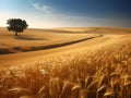 Golden Wheat Field Under a Blue Sky