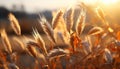 Golden wheat fields glow in the sunset, ripe for harvest generated by AI Royalty Free Stock Photo