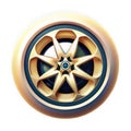 Golden wheel with spokes isolated. Royalty Free Stock Photo