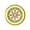 Golden wheel with tire. Golden wheel. 3D Illustration.