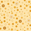 Golden and white simple daisy flower seamless pattern, vector