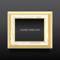 Golden and white wooden classic frame on dark background