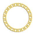 Golden wide round chain frames for decorative headers. Gold metal double weave chain frames isolated on white background. Vector