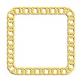Golden wide square chain frames for decorative headers. Gold metal double weave chain frames isolated on white background. Vector