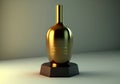 Golden wine bottle as a trophy or prize, illustration generated by AI