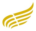 Golden wing emblem. Angel sign. Symbol of grace