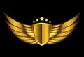 Golden wing logo with star and shield Royalty Free Stock Photo
