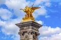 Golden Winged Horse Statue Pont Bridge Alexandre III Paris France