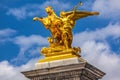 Golden Winged Horse Statue Pont Bridge Alexandre III Paris France