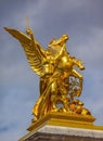 Golden Winged Horse Statue Pont Bridge Alexandre III Paris France Royalty Free Stock Photo